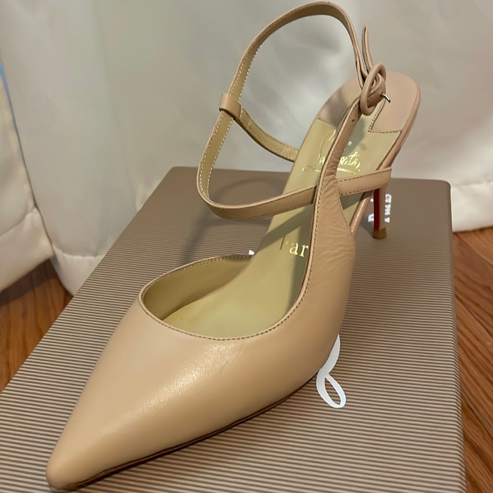 Louboutin Nude Ankle Strap Heels